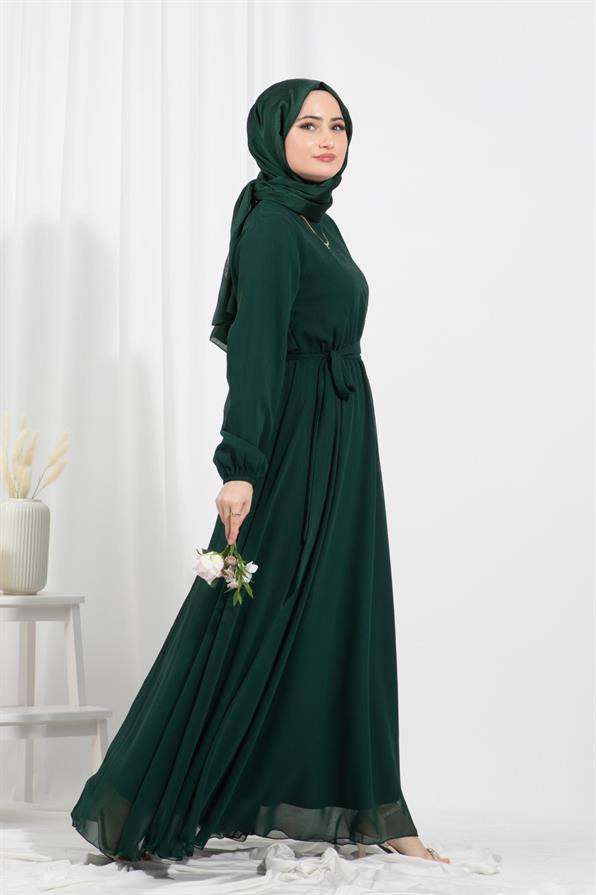Chiffon Dress-Emerald Green