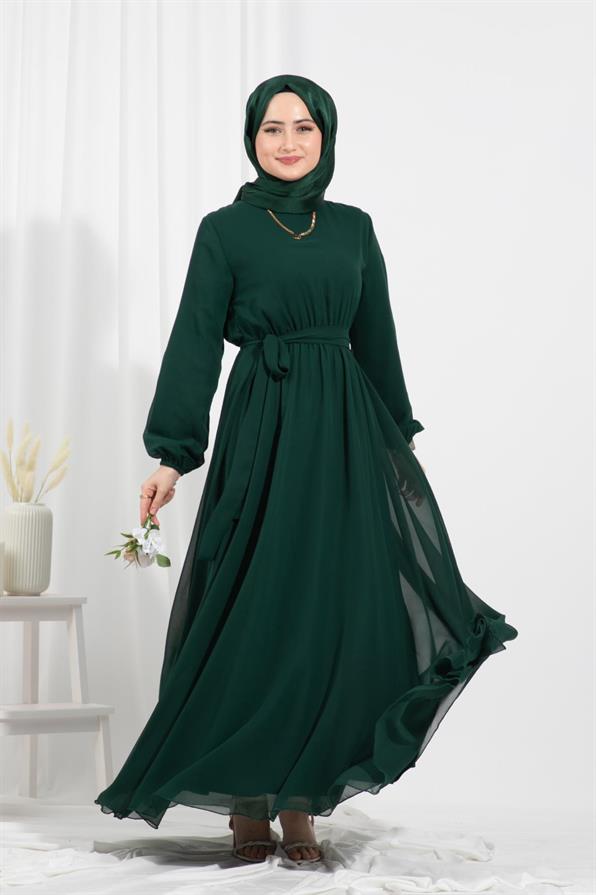 Chiffon Dress-Emerald Green