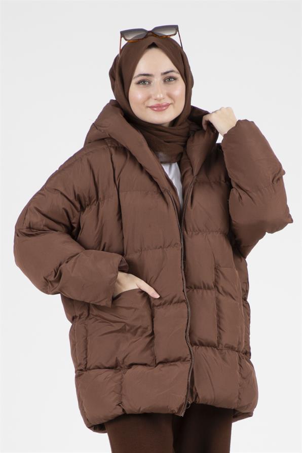 Şişme Mont-Kahverengi