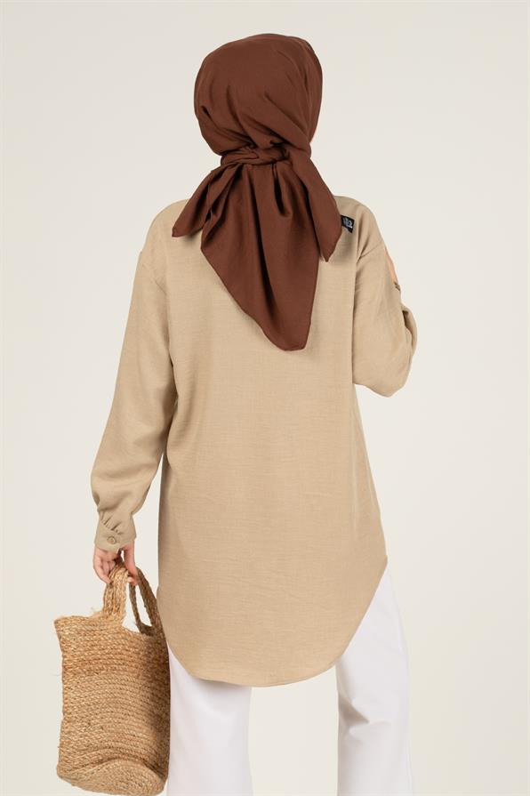 Taş Detaylı Tunik-Bej