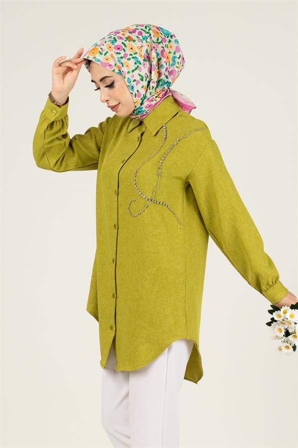 Taş Detaylı Tunik-Fıstık Yeşili
