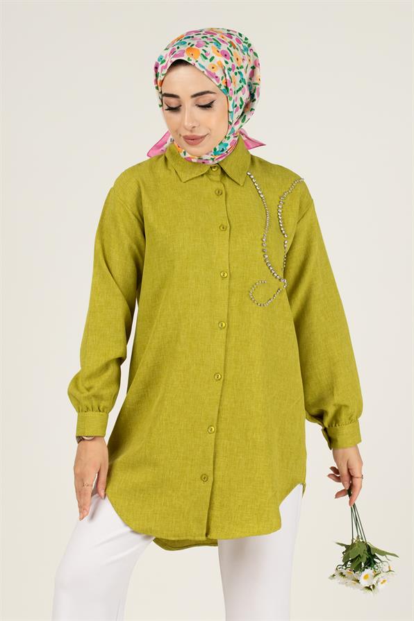Taş Detaylı Tunik-Fıstık Yeşili