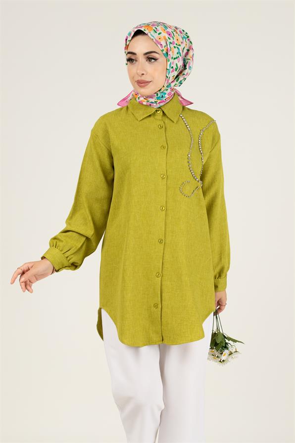Taş Detaylı Tunik-Fıstık Yeşili
