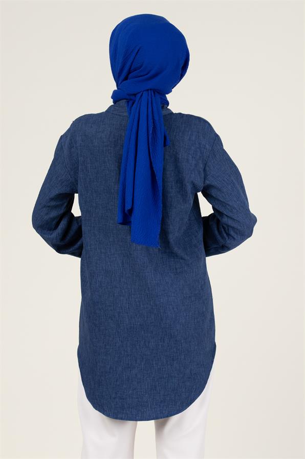 Taş Detaylı Tunik-Lacivert