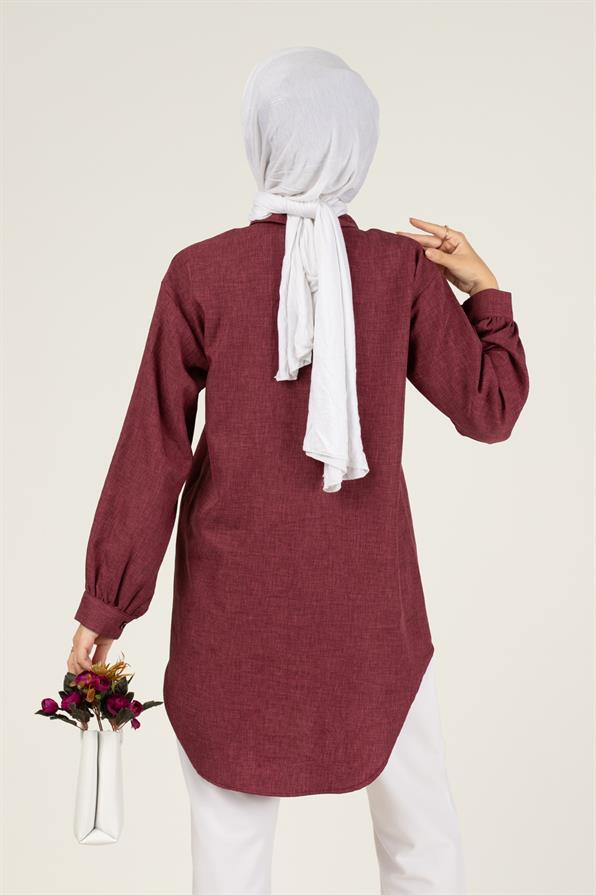 Taş Detaylı Tunik-Mürdüm