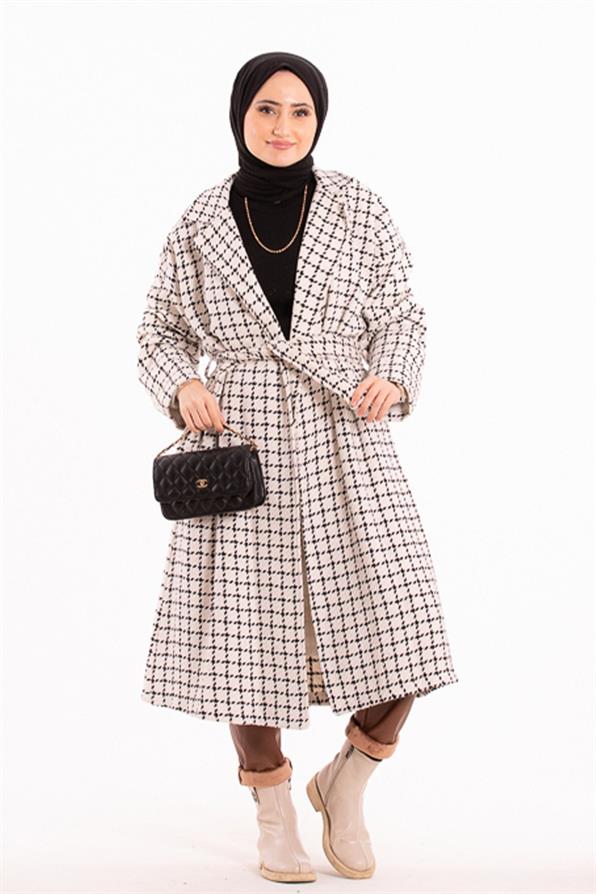 Tüvit Kumaş Kaban - Siyah Beyaz