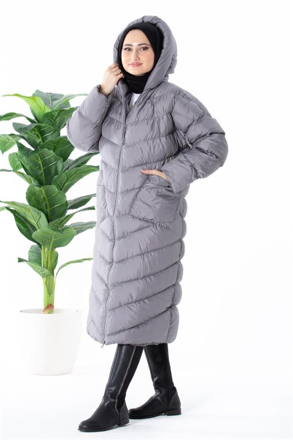 Long Puffer Women Jacket - Grey