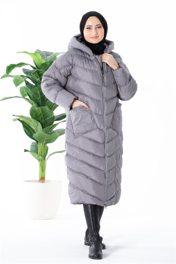 Long Puffer Women Jacket - Grey