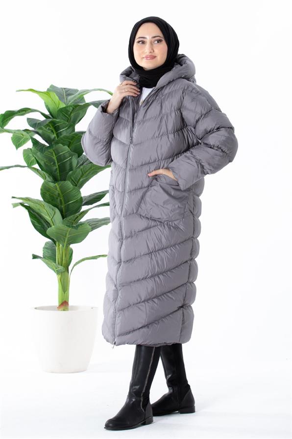 Long Puffer Women Jacket - Grey