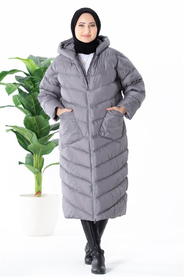 Long Puffer Women Jacket - Grey