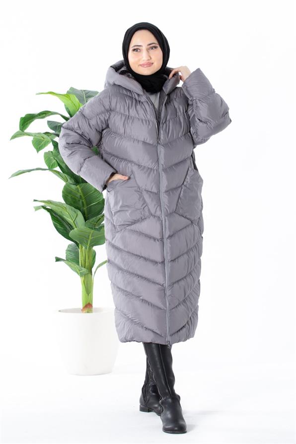 Long Puffer Women Jacket - Grey