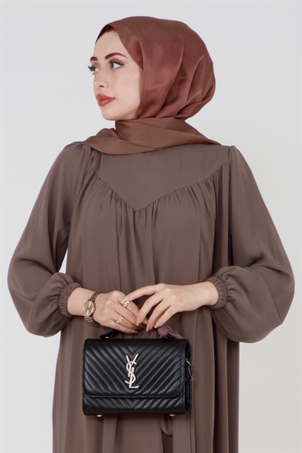 فستان حجاب على شكل حرف V لون المنك