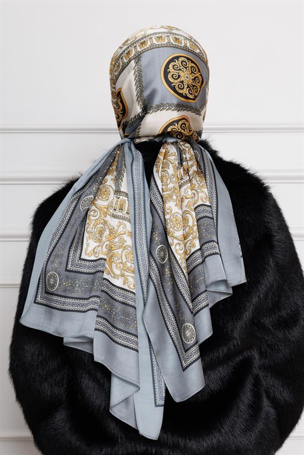 Versace Patterned Indian Silk Shawl-Anthracite color