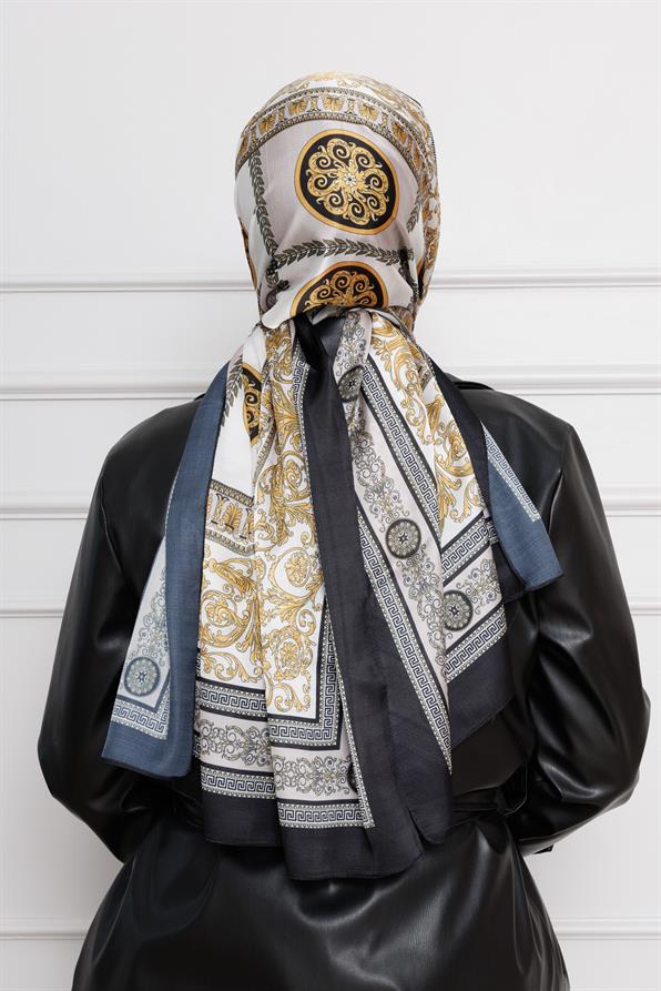 Versace Patterned Indian Silk Shawl-yellow collor 