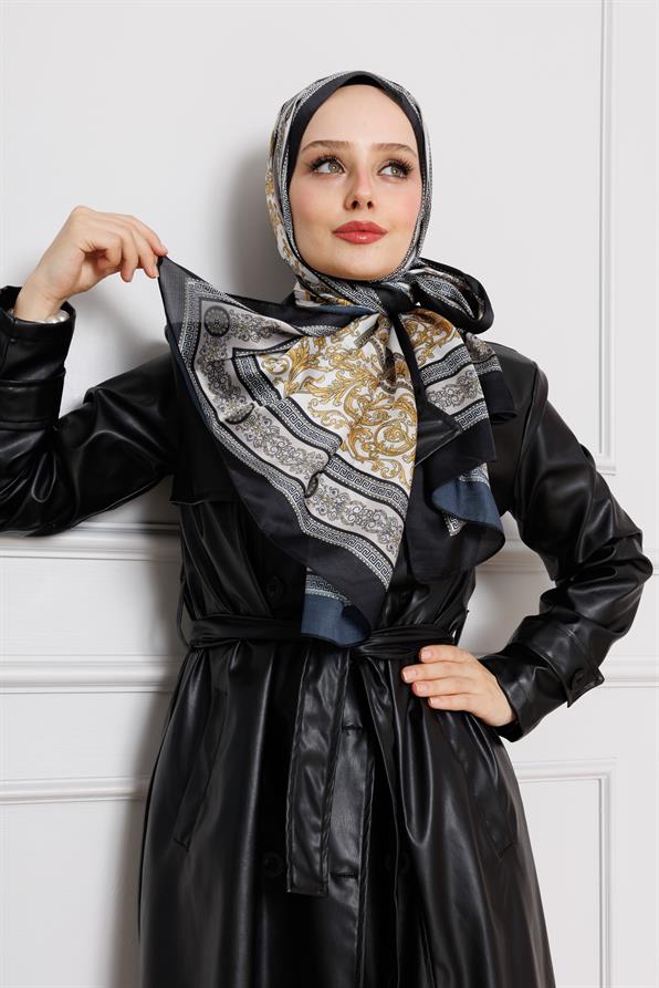 Versace Patterned Indian Silk Shawl-yellow collor 