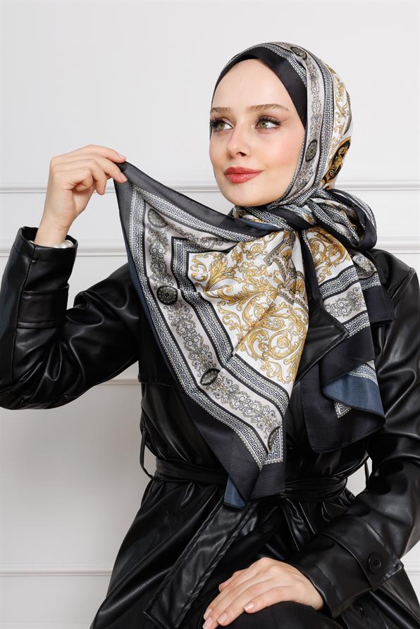 Versace Patterned Indian Silk Shawl-yellow collor 