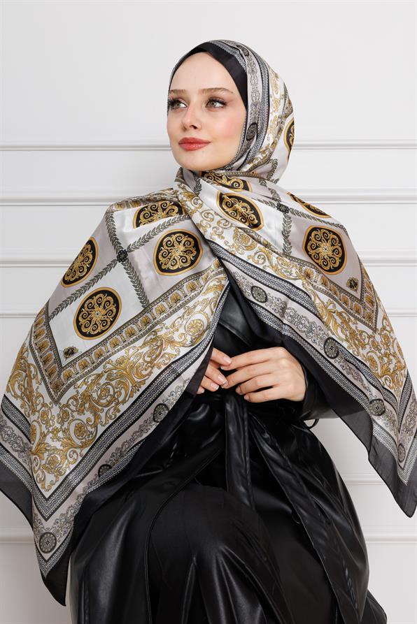 Versace Patterned Indian Silk Shawl-yellow collor 