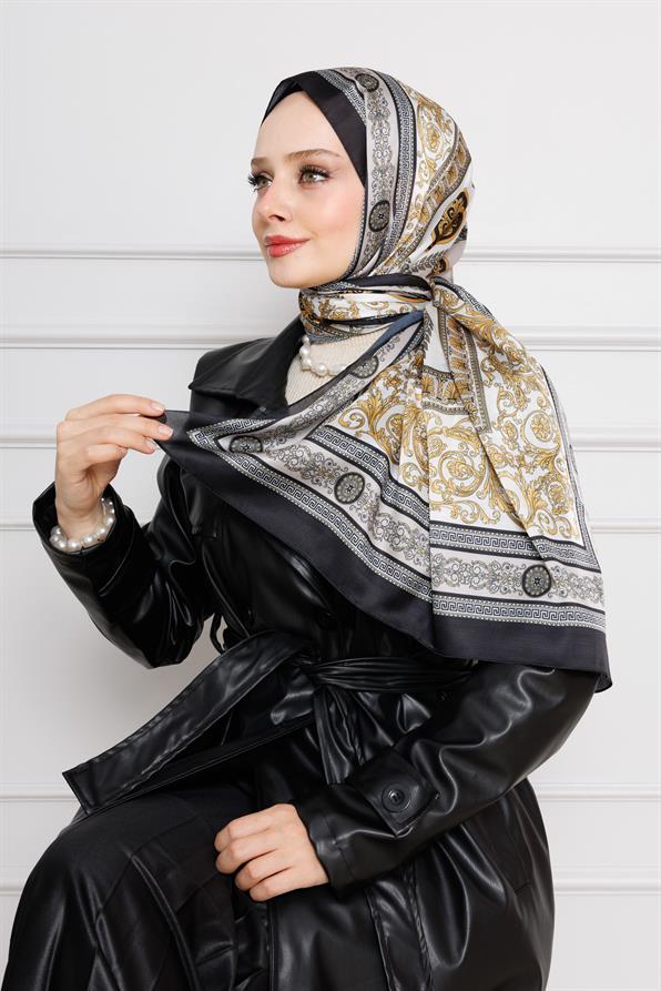 Versace Patterned Indian Silk Shawl-yellow collor 