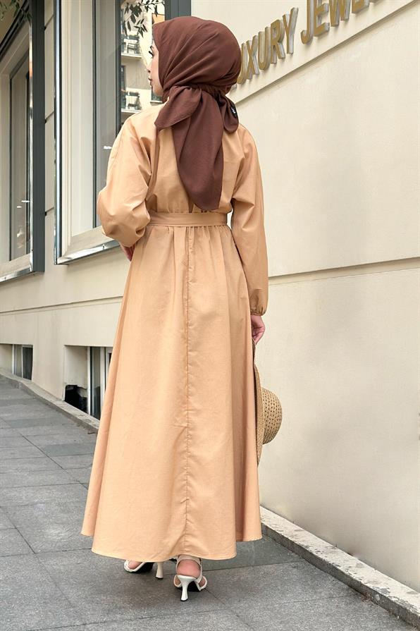 Collared Whirling Dervish Model Dress-Camel