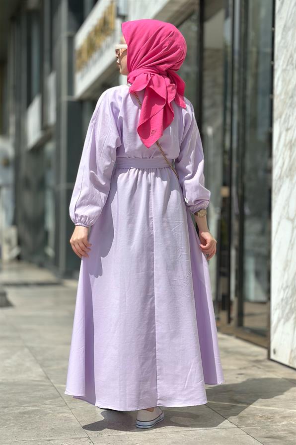 Collared Whirling Dervish Model Dress-Lilac