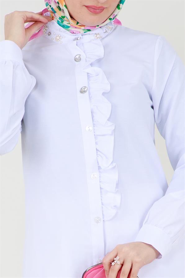 Tunic Ruffled in the middle - White