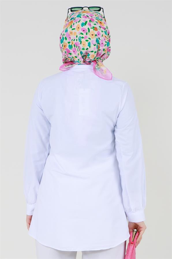 Tunic Ruffled in the middle - White