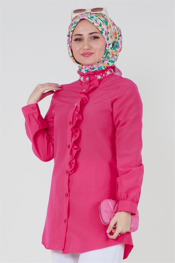 Tunic Ruffled in the middle - fuchsia