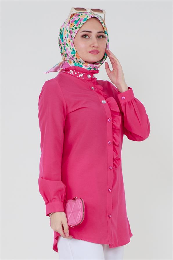 Tunic Ruffled in the middle - fuchsia