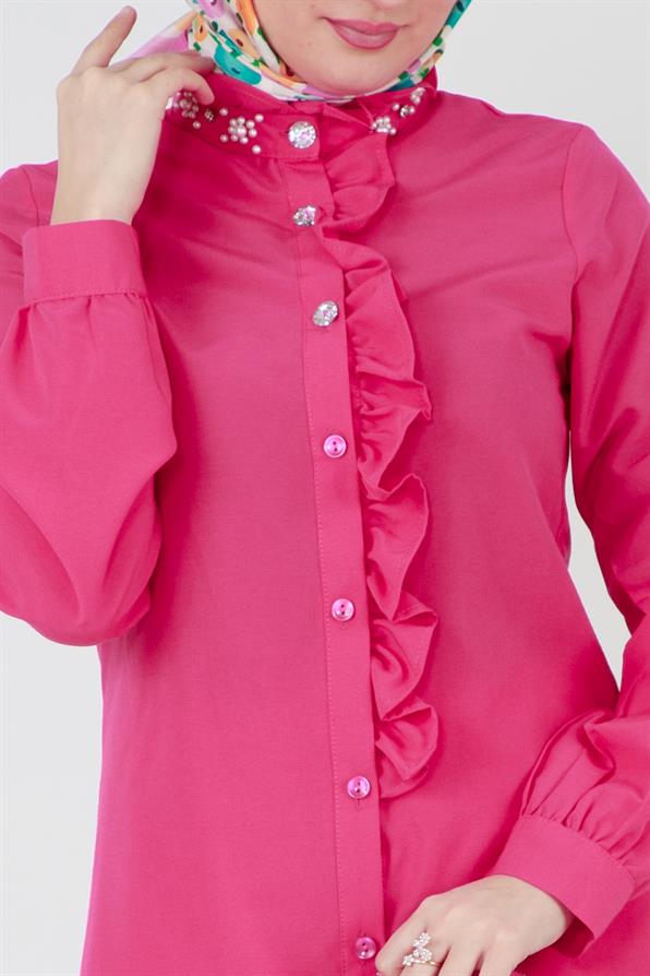 Tunic Ruffled in the middle - fuchsia