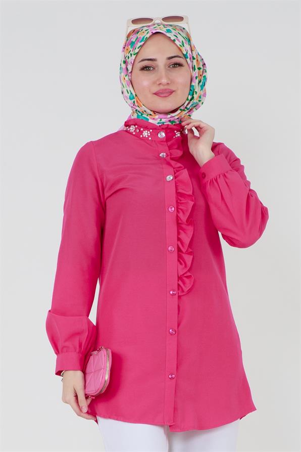 Tunic Ruffled in the middle - fuchsia