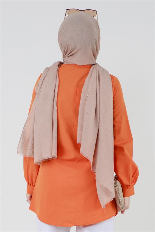 Ruffled Detail Tunic -Orange color