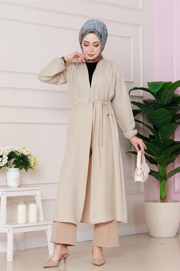 تونيك خفيف موسمي برباط جانبي - لون بيج