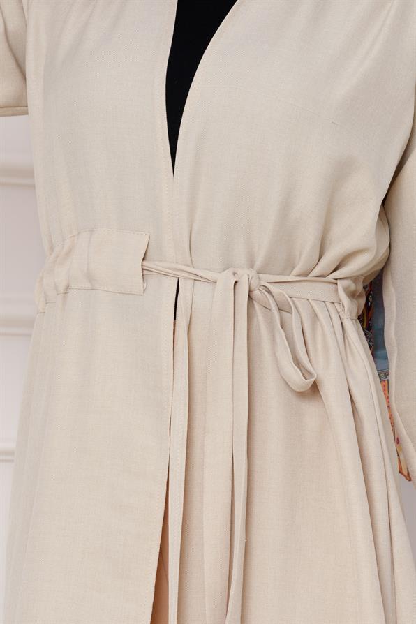 تونيك خفيف موسمي برباط جانبي - لون بيج