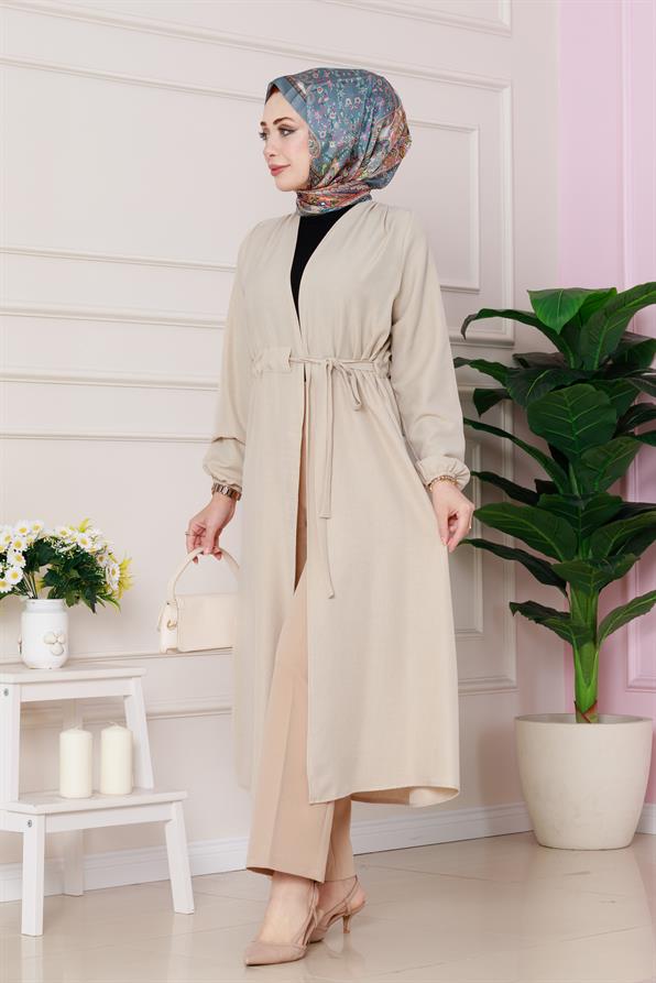 تونيك خفيف موسمي برباط جانبي - لون بيج