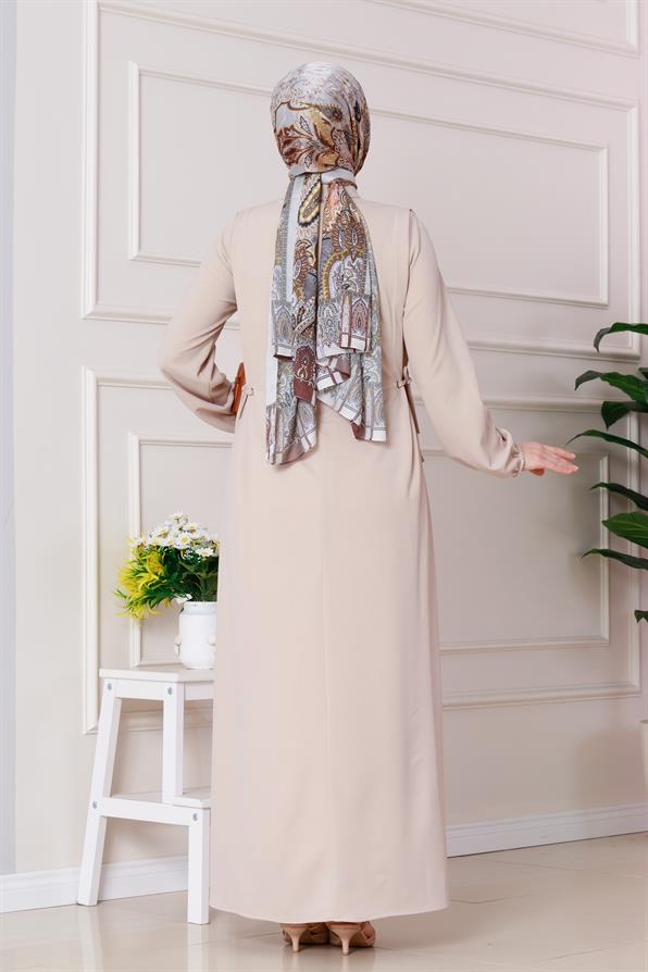 Sides Ties Dress-Beige color