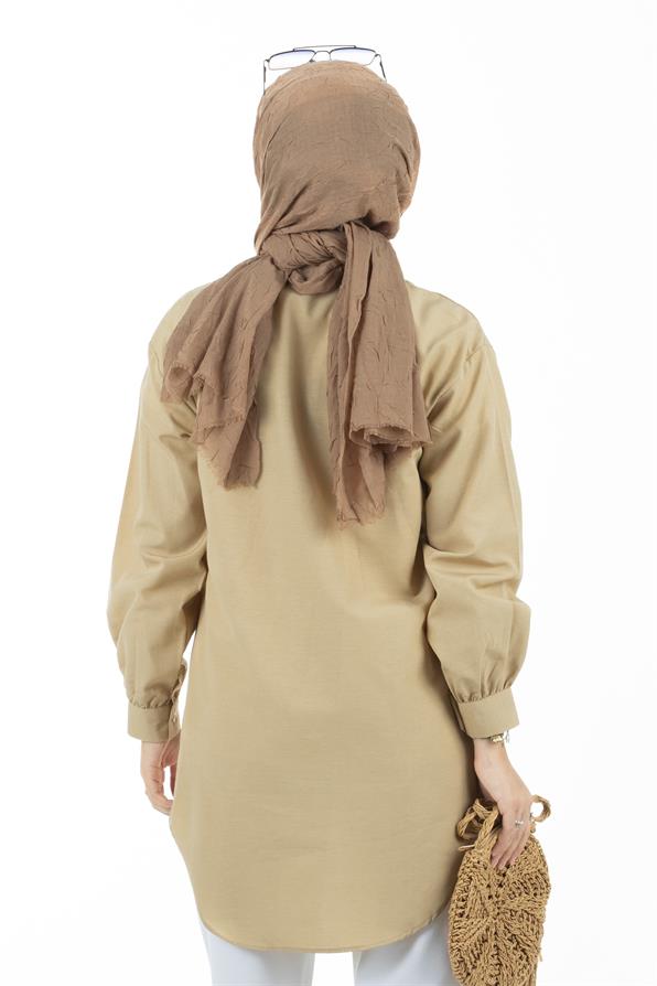 Leaf Patterned Tunic-Beige