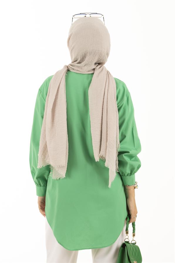  Leaf Patterned Tunic-Green