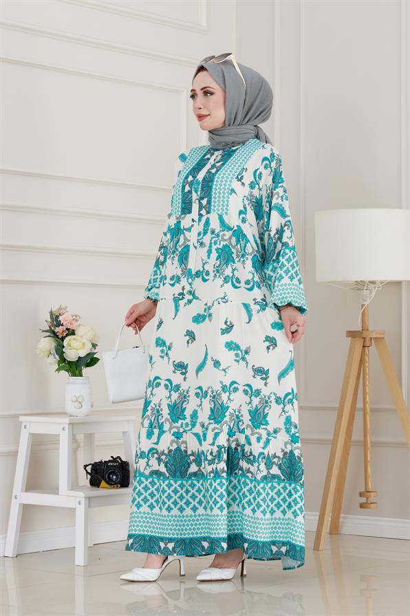 Yarasa Kol Duru Viscon Elbise-Bebe mavi