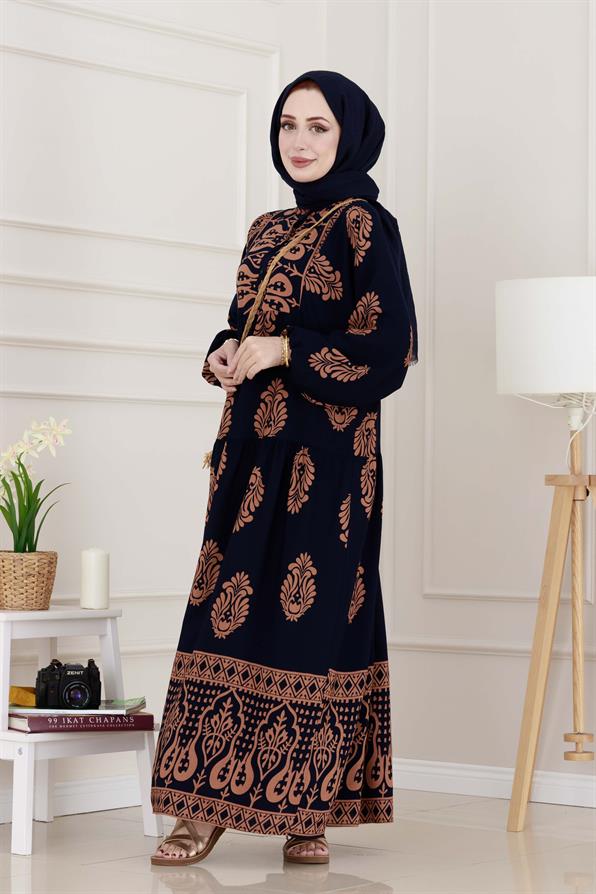 Yarım Düğmeli Robalı Amine Elbise-VİZON