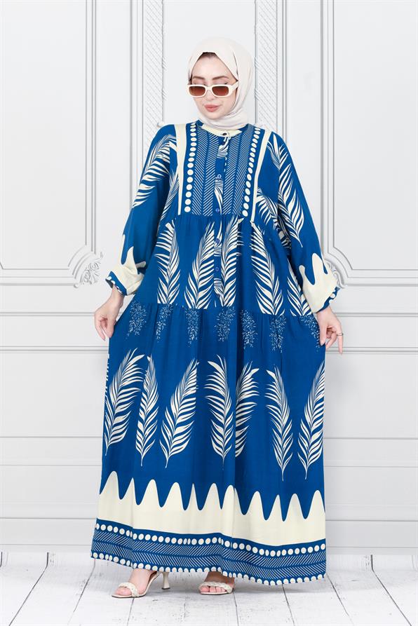 Half-buttoned robe -dark blue color