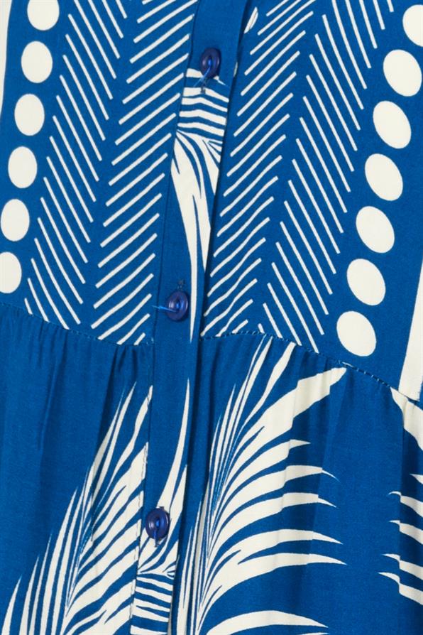 Half-buttoned robe -dark blue color