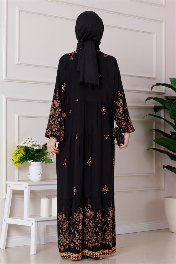 Nilay Half Button Dress - black color