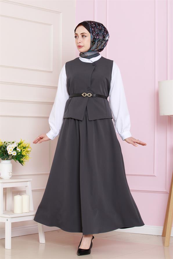 طقم أنيق عصري  - أنثراسايت اللون 