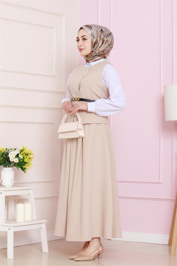 طقم أنيق عصري  - بيج اللون 