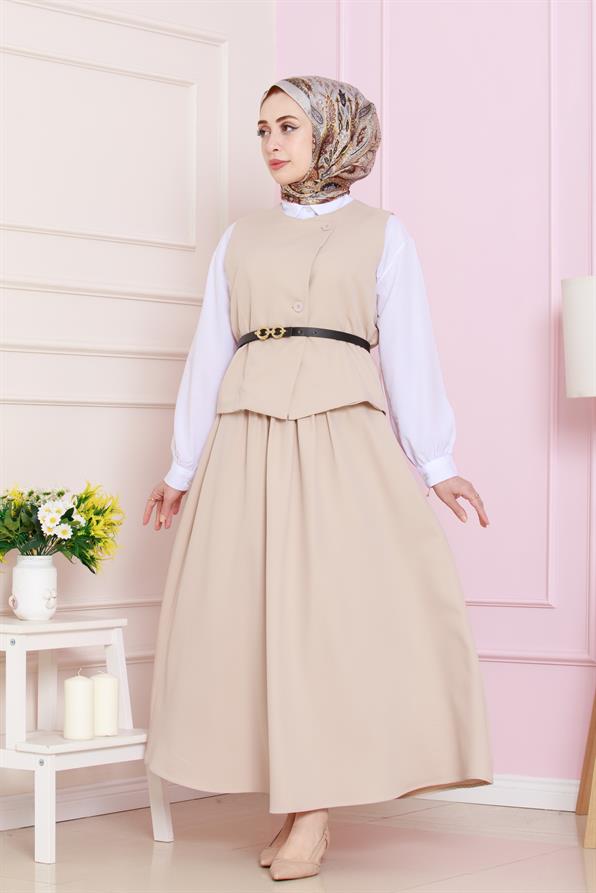 طقم أنيق عصري  - بيج اللون 