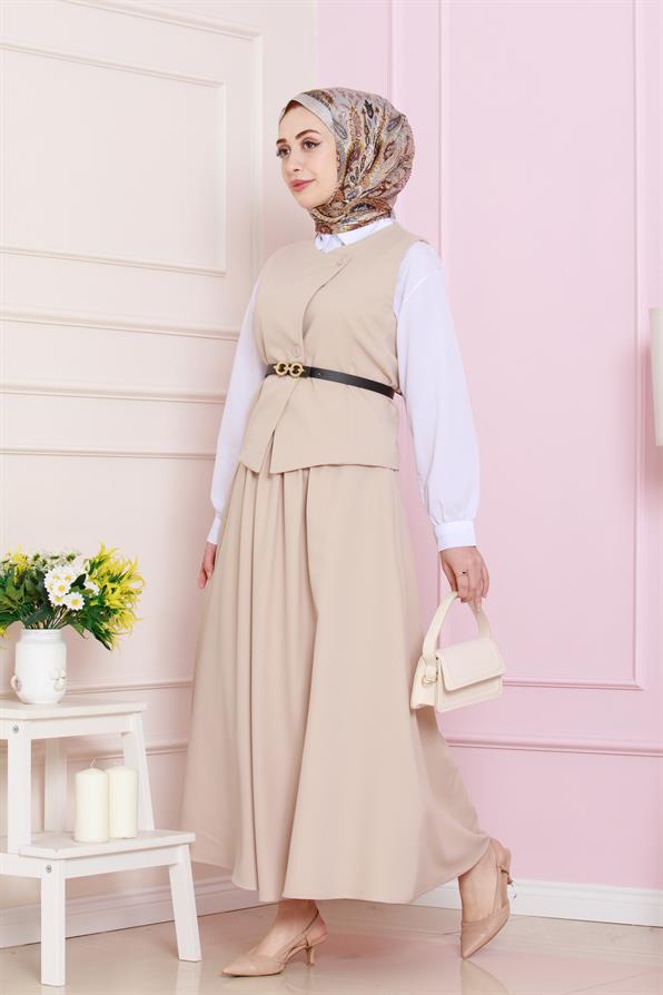 طقم أنيق عصري  - بيج اللون 