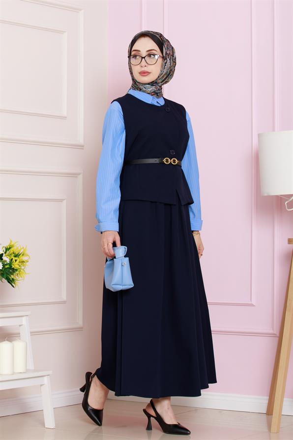 طقم أنيق عصري  -كحلي اللون 