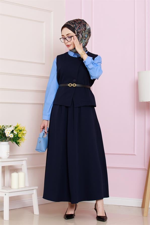 طقم أنيق عصري  -كحلي اللون 