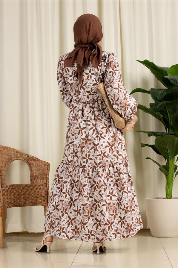 Star Desing Dress-Brown