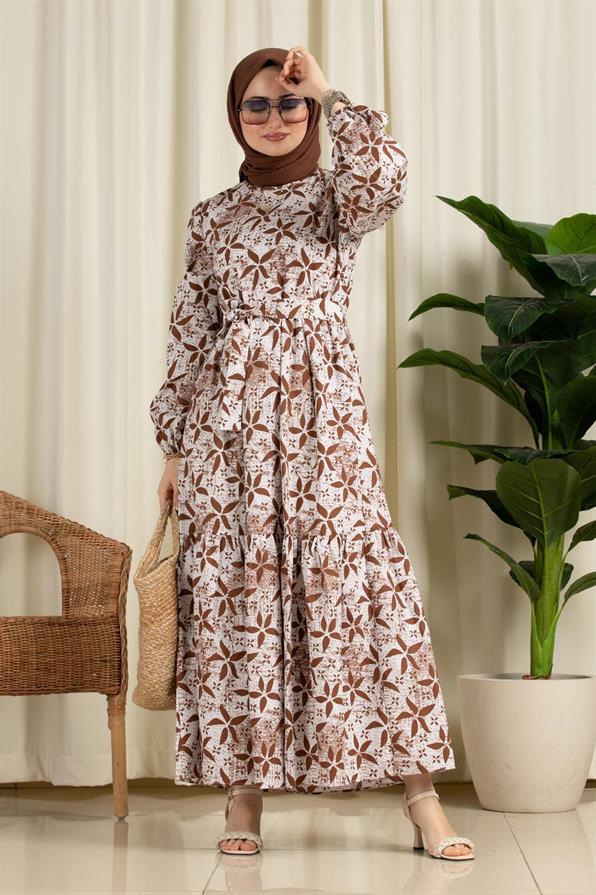 Star Desing Dress-Brown